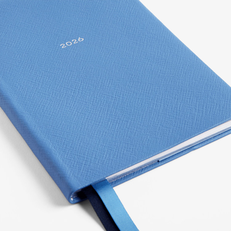 Smythson 【予約】2027 Soho Vertical Weekly Diary in Pastegrain NILE BLUE