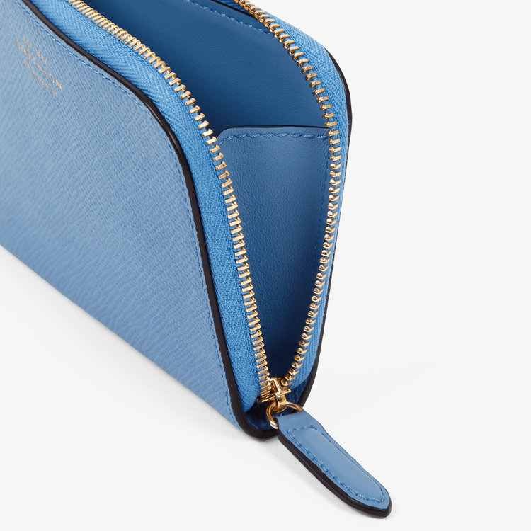 Smythson Panama Small Flat Pouch NILE BLUE