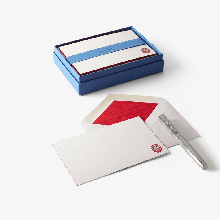 Smythson 【日本限定】Japan Motif Daruma Correspondence Cards WHITE WOVE