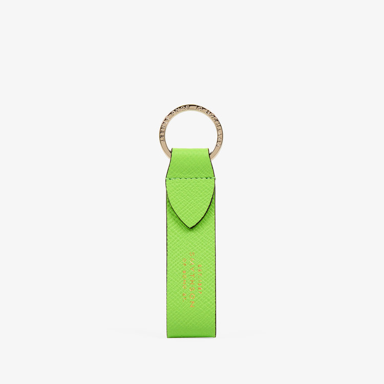 Smythson Panama Keyring Withleather Strap APPLE GREEN