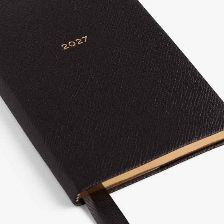 Smythson 2027 Chelsea Weekly Diary in Pastegrain BLACK