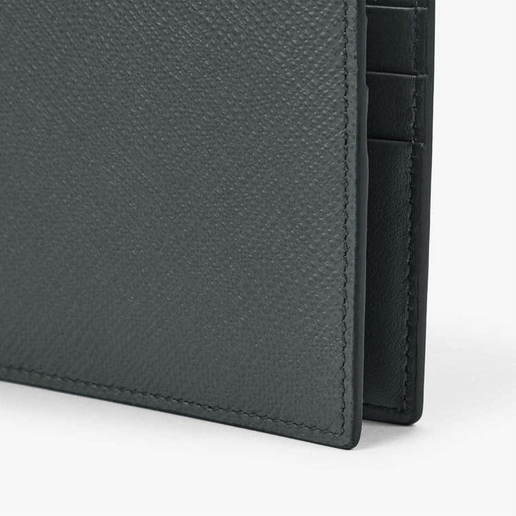 Smythson 6 Card Slot Wallet in Panama SLATE GREEN