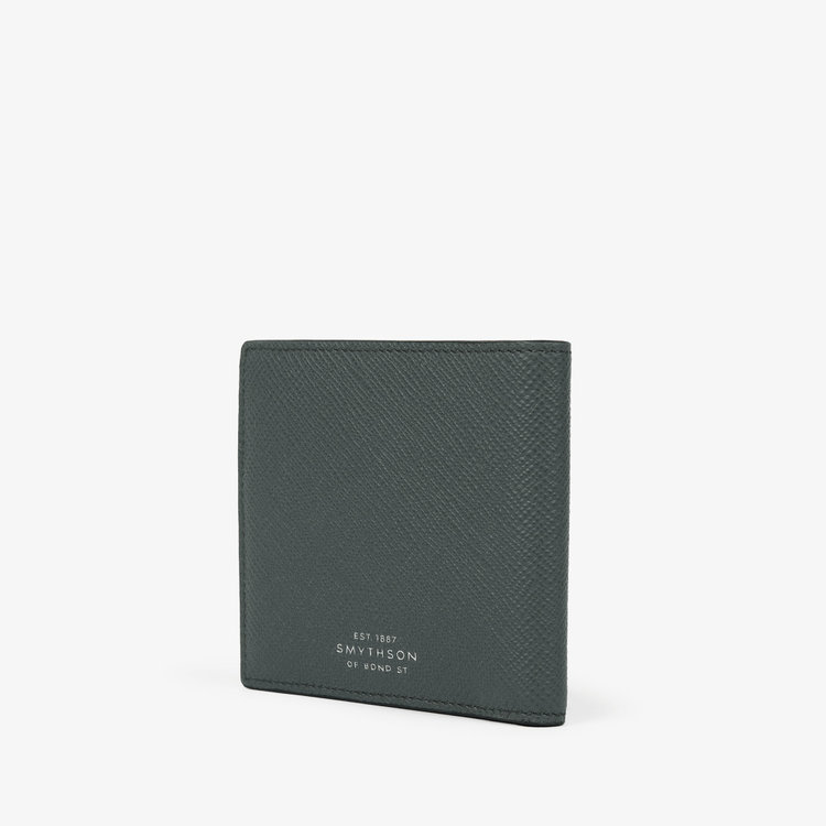 Smythson 6 Card Slot Wallet in Panama SLATE GREEN