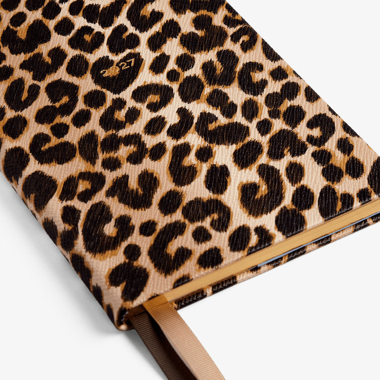 Smythson 2027 Soho Weekly Diary in Panama Leopard SAND