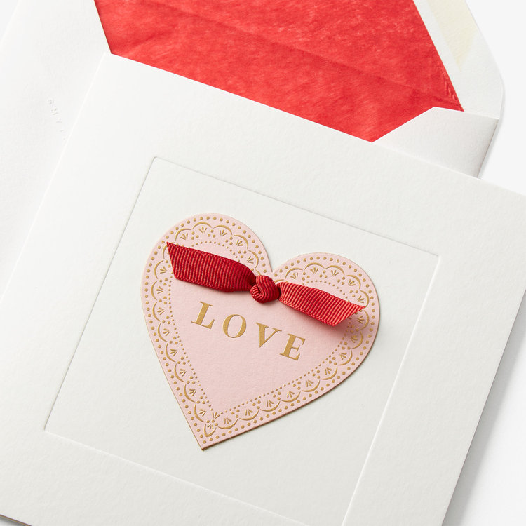 Smythson Love Love Heart Card WHITE WOVE