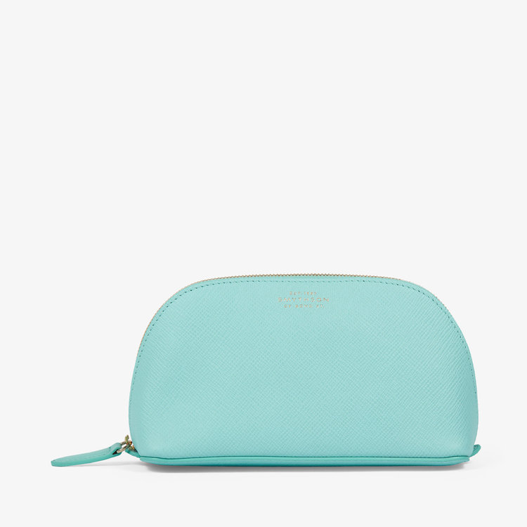 Smythson Panama Cosmetic Case BRIGHT AQUA