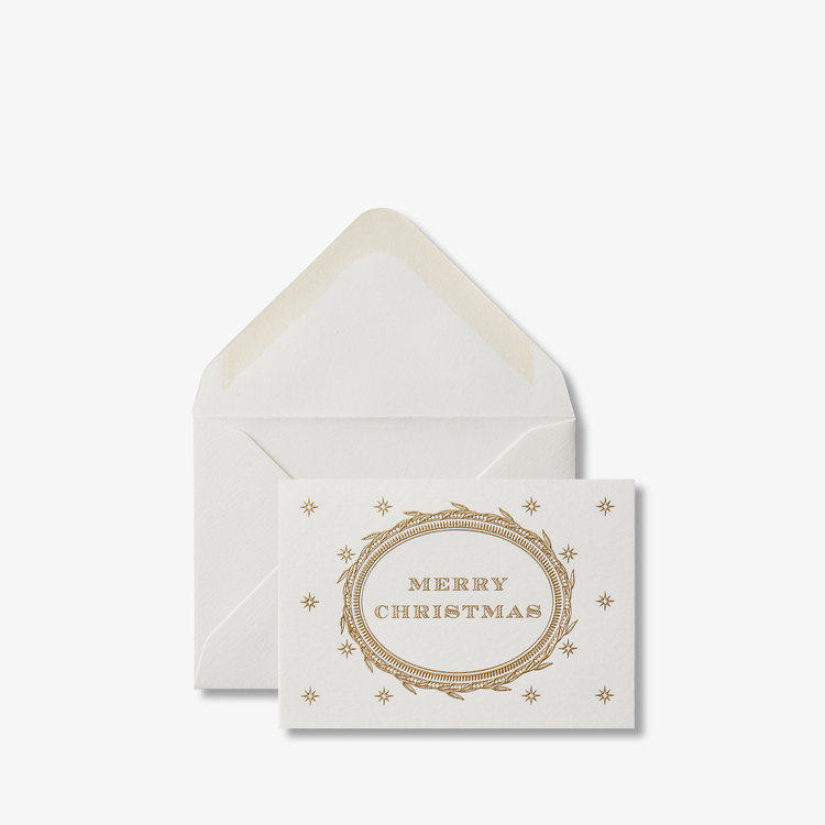 Smythson Christmas Gift Card Merry Christmas 10CE WHITE WOVE