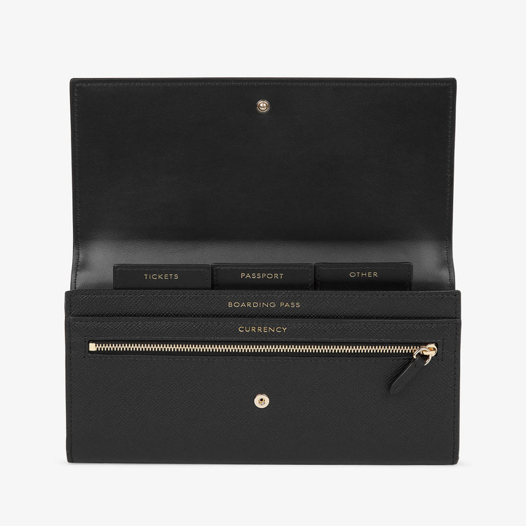 Smythson Panama Marshall Travel Wallet BLACK
