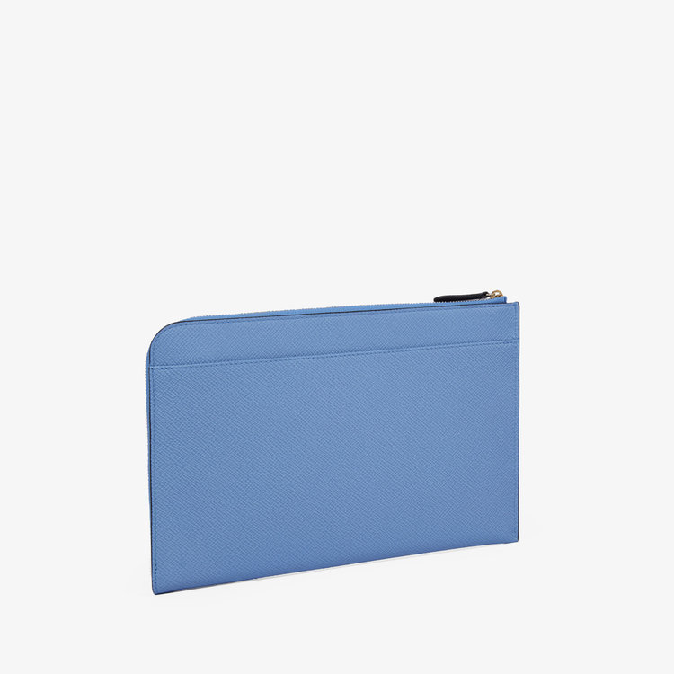 Smythson Panama Slim Pouch NILE BLUE