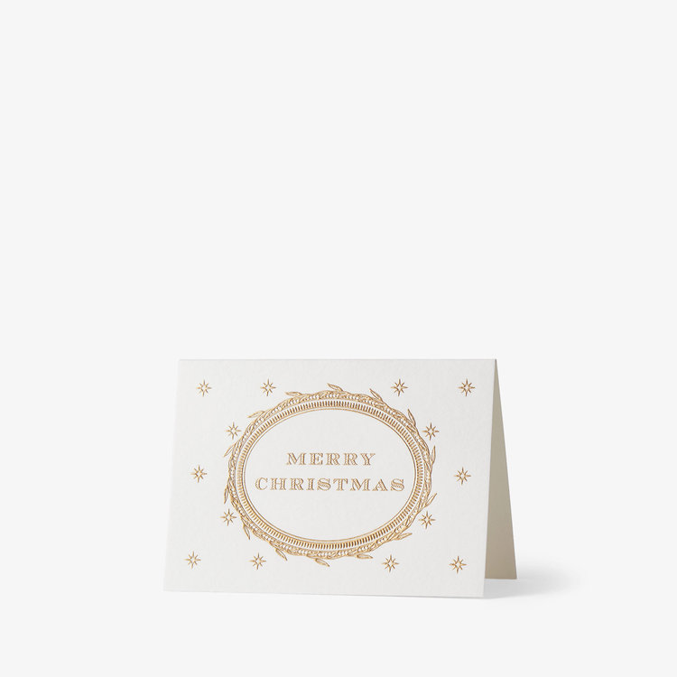Smythson Christmas Gift Card Merry Christmas 10CE WHITE WOVE