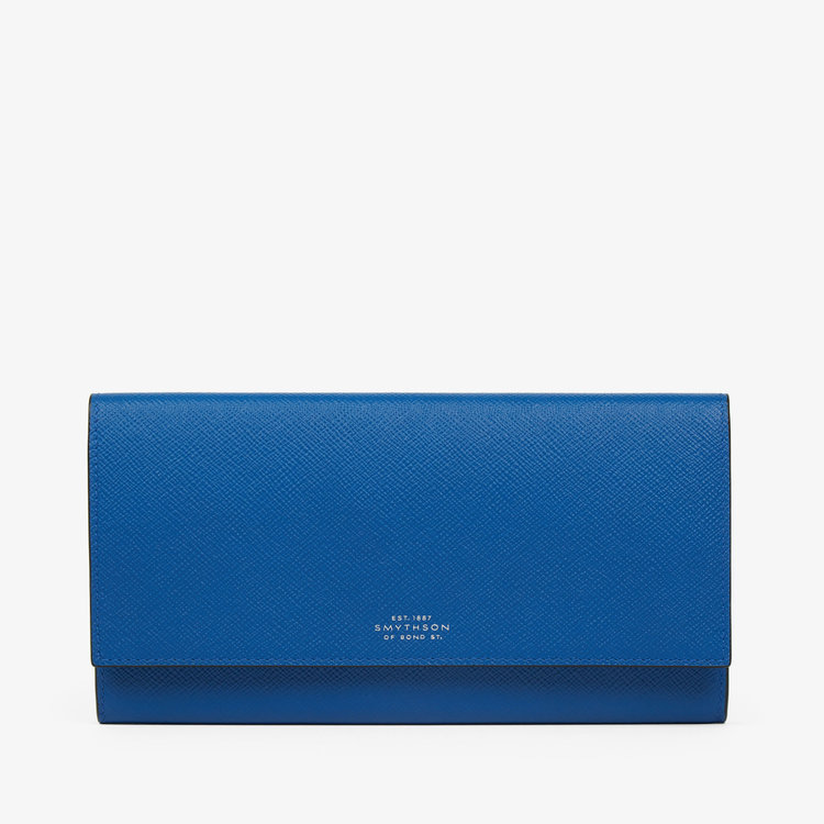 Smythson Panama Marshall Travel Wallet CERULEAN