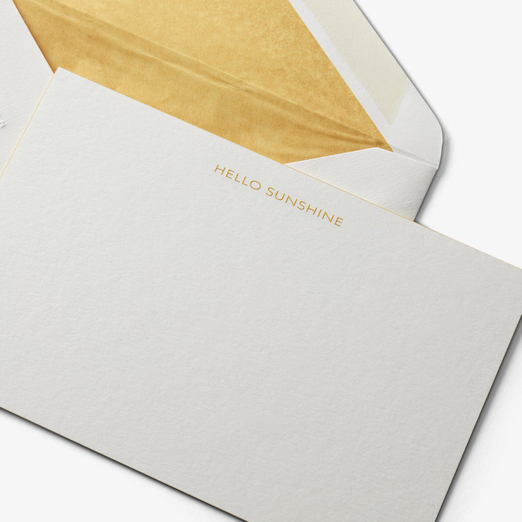 Smythson Iconic Hello Sunshine 10 Card Set  Bcup WHITE WOVE BUTTERCUP