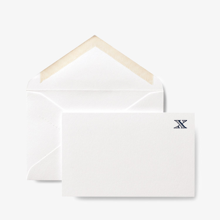 Smythson Initial X Alphabet 10 Card Set WHITE WOVE