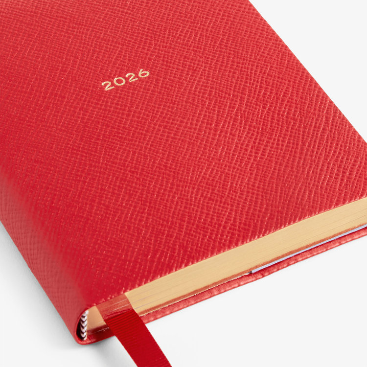 Smythson Pastegrain 2026 Premier Daily Fashion Diary SCARLET RED