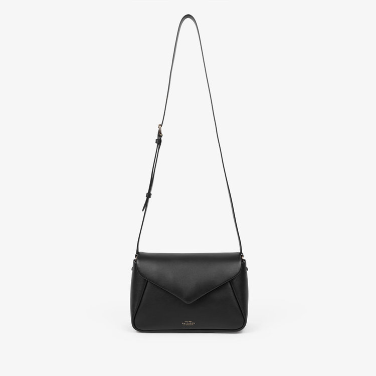 Smythson Envelope Crossbody Bag in Milton BLACK