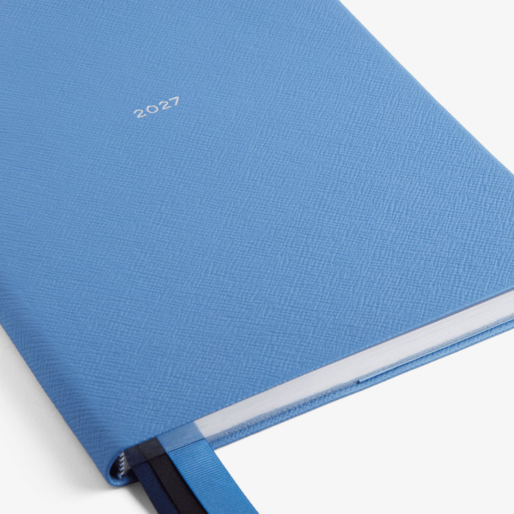 Smythson 2027 Portobello Vertical Weekly Diary in Pastegrain NILE BLUE