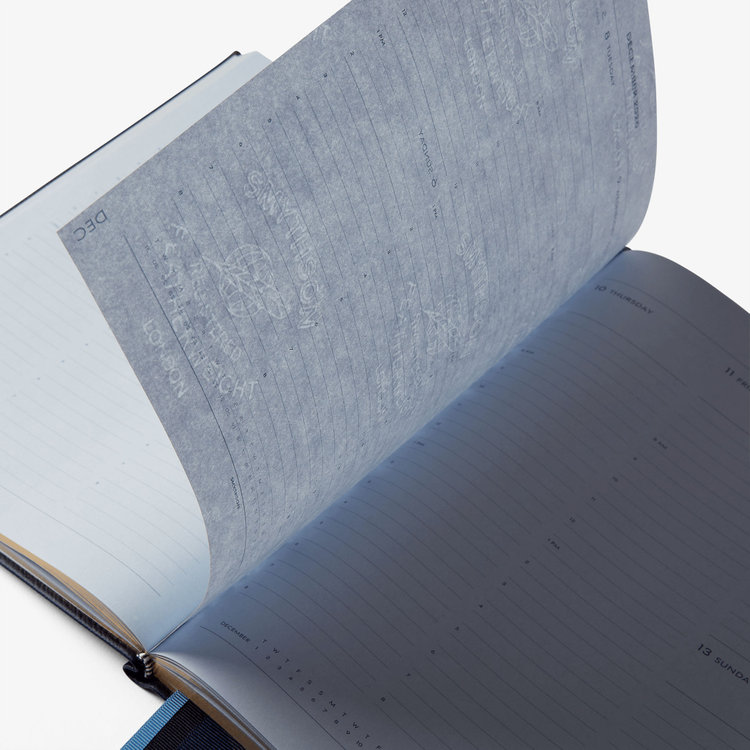 Smythson 【予約】2027 Portobello Vertical Weekly Diary in Pastegrain NAVY
