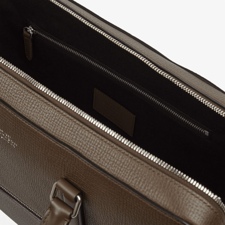 Smythson Ludlow Slim Brief Case Zip Front DARK OLIVE