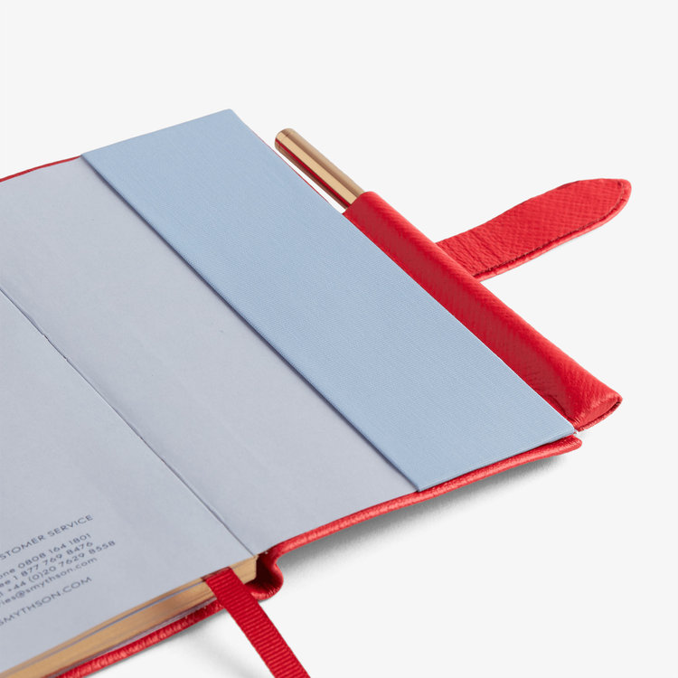Smythson 2027 Panama Weekly Diary with Pencil in Pastegrain SCARLET RED