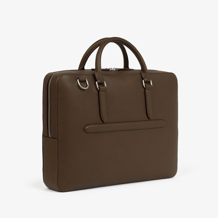 Smythson Ludlow Slim Brief Case Zip Front DARK OLIVE