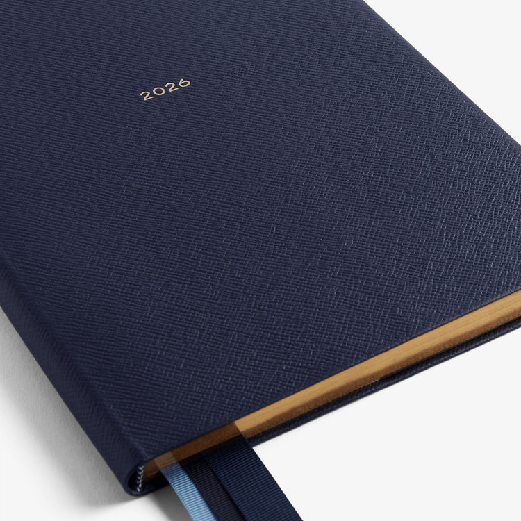 Smythson 【予約】2027 Portobello Vertical Weekly Diary in Pastegrain NAVY