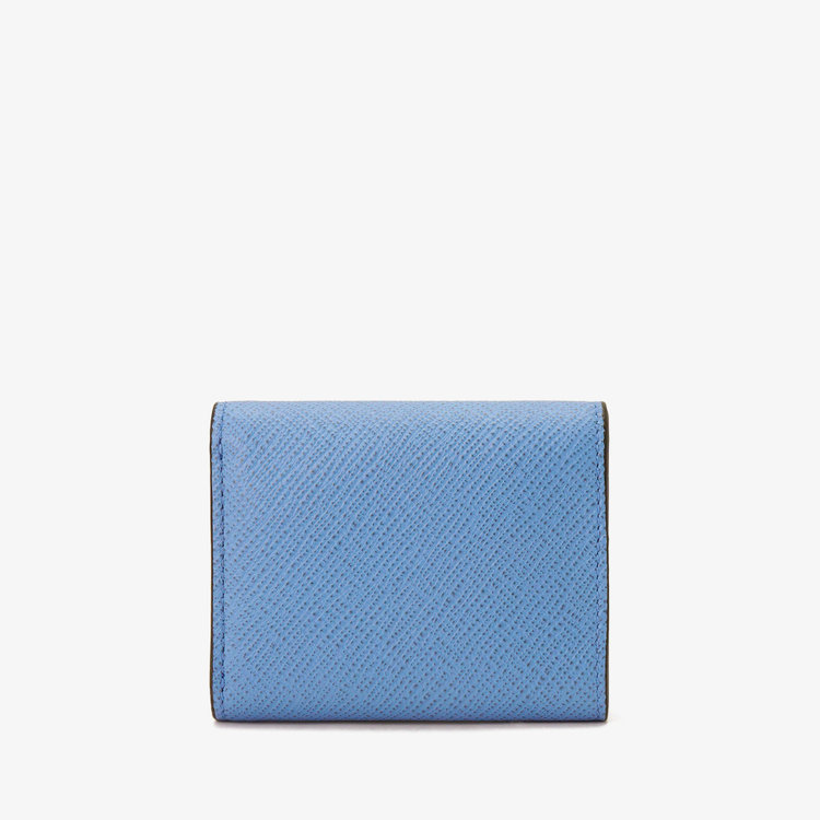 Smythson Panama Small Trifold Purse NILE BLUE