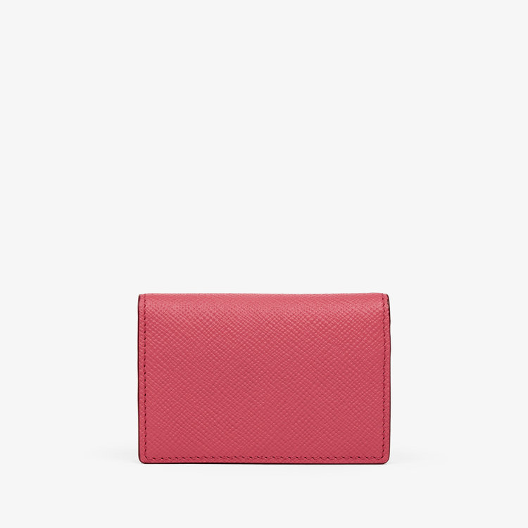 Smythson Panama Folded Card Case with Snap Closure RASPBERRY