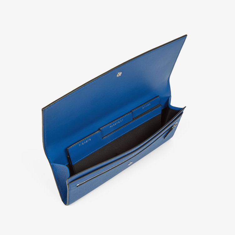 Smythson Panama Marshall Travel Wallet CERULEAN