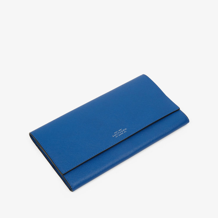 Smythson Panama Marshall Travel Wallet CERULEAN