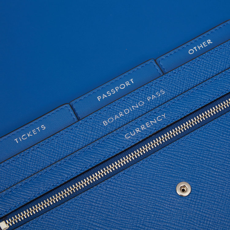 Smythson Panama Marshall Travel Wallet CERULEAN