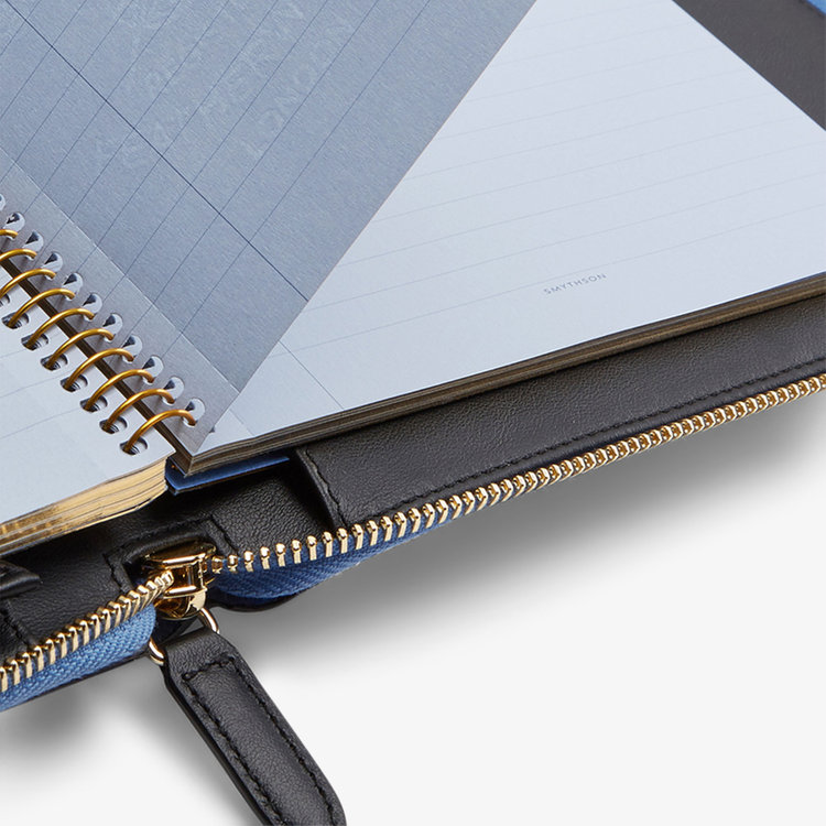 Smythson Panama A5 Zip Folder NILE BLUE