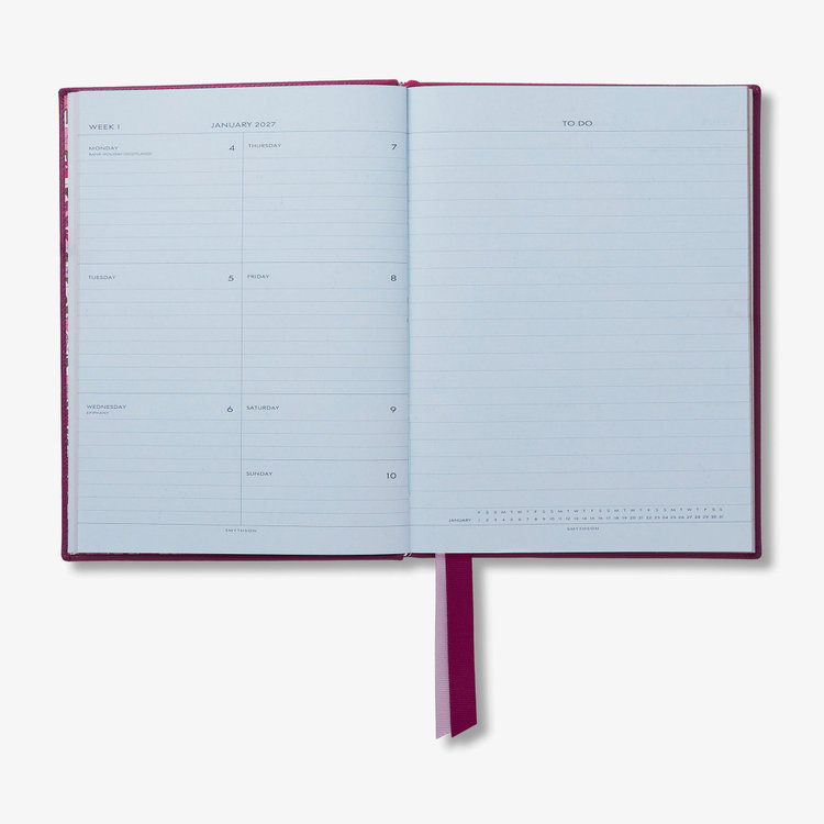 Smythson 2027 Soho Liberty Weekly Diary in Pastegrain BRIGHT PURPLE