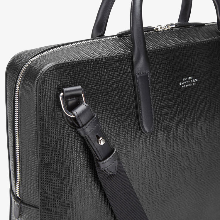 Smythson Panama Slim Lightweight Brief Case BLACK
