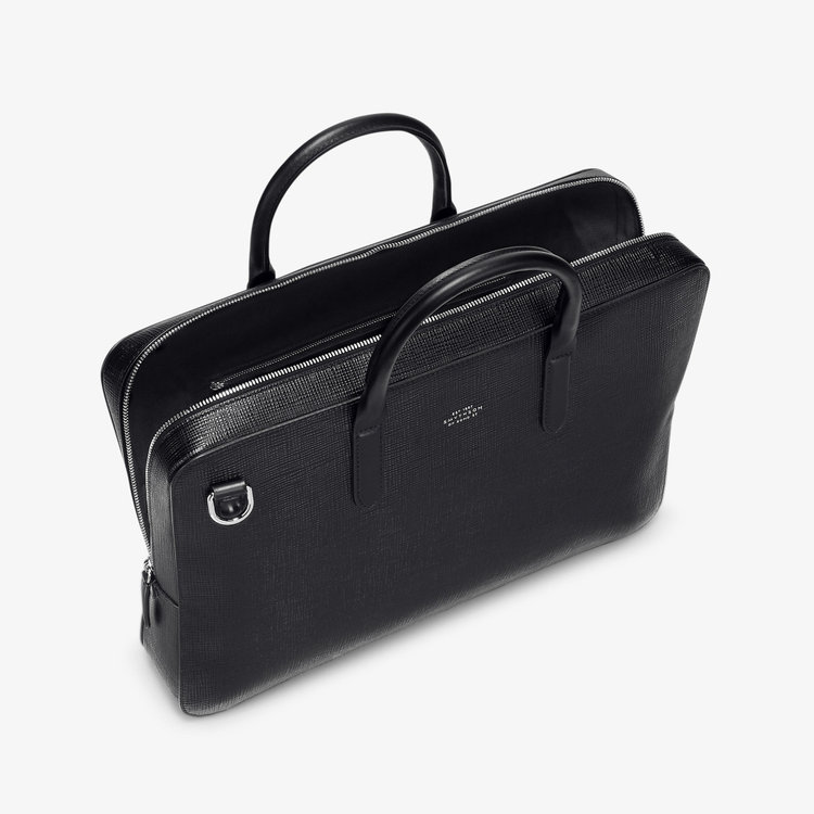 Smythson Panama Slim Lightweight Brief Case BLACK