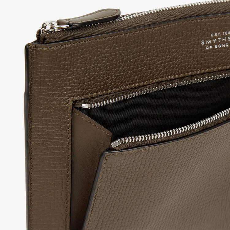 Smythson Ludlow Flat Organiser Pouch DARK OLIVE