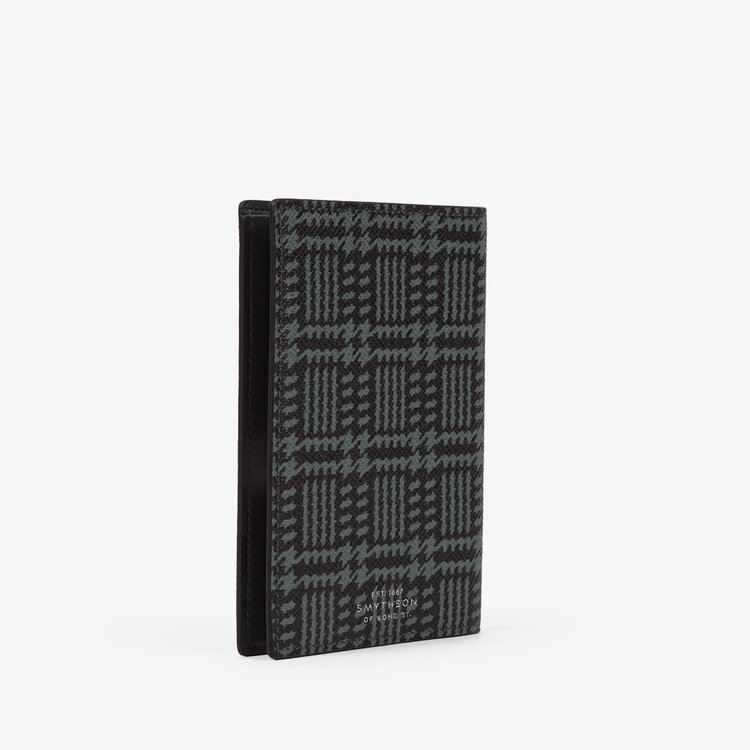 Smythson Passport Cover in Panama Tweed SLATE GREEN