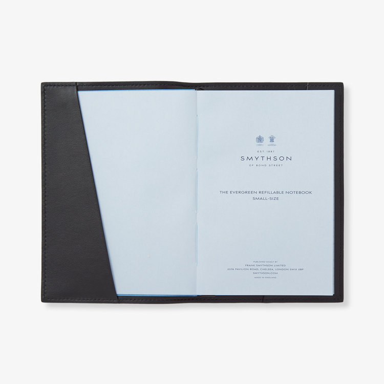 Smythson Refillable Small Evergreen Notebook in Ludlow BLACK
