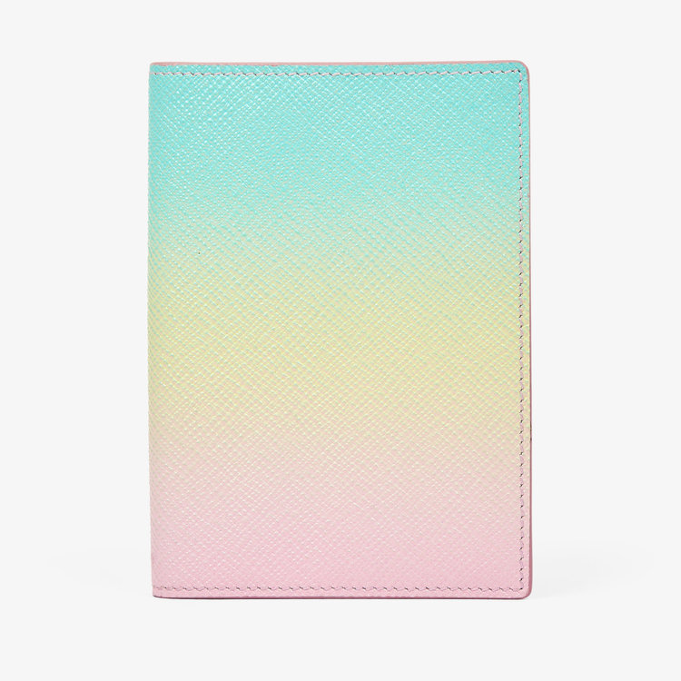 Smythson Panama Rainbow Passport Cover PEARL PINK