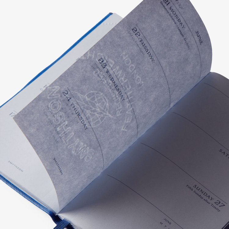 Smythson 2027 Panama Weekly Diary with Pencil in Pastegrain CERULEAN