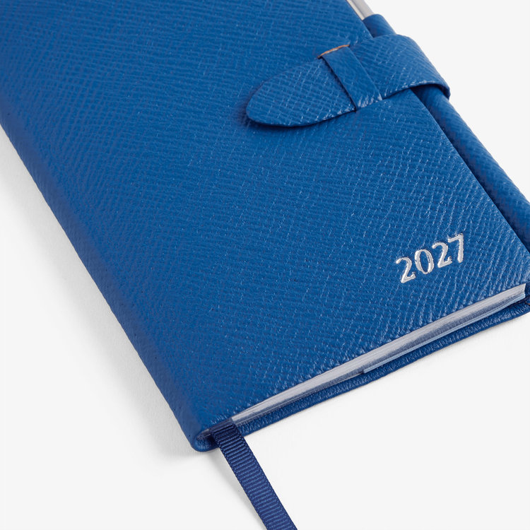 Smythson 2027 Panama Weekly Diary with Pencil in Pastegrain CERULEAN