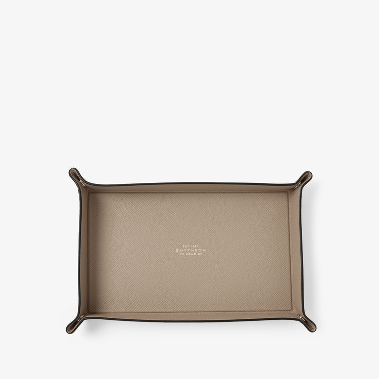 Smythson Panama Small Rect Trinket Tray SANDSTONE