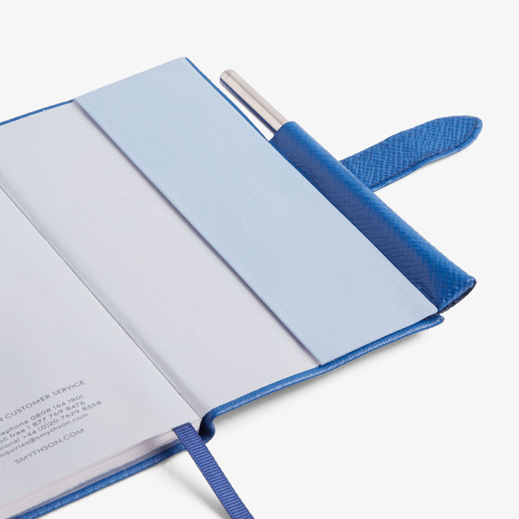 Smythson 2027 Panama Weekly Diary with Pencil in Pastegrain CERULEAN