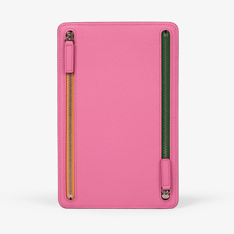 Smythson Panama Multi-Zip Case FLAMINGO
