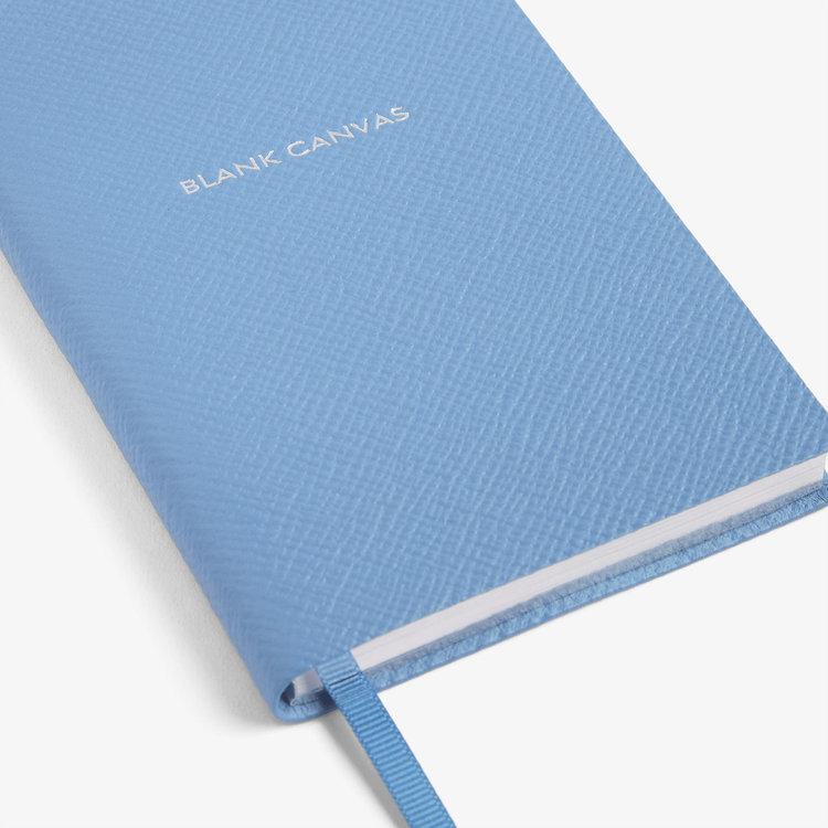 Smythson Pastegrain Panama Notebook Blank Canvas NILE BLUE