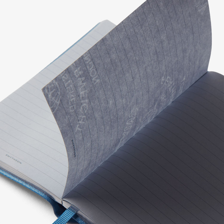 Smythson Pastegrain Panama Notebook Blank Canvas NILE BLUE