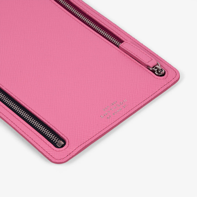 Smythson Panama Multi-Zip Case FLAMINGO