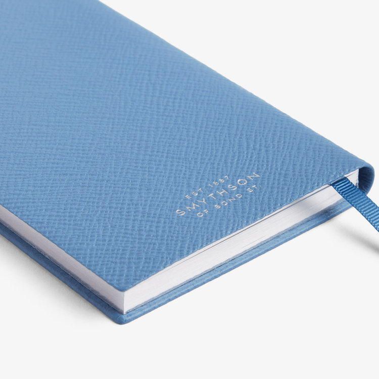Smythson Pastegrain Panama Notebook Blank Canvas NILE BLUE