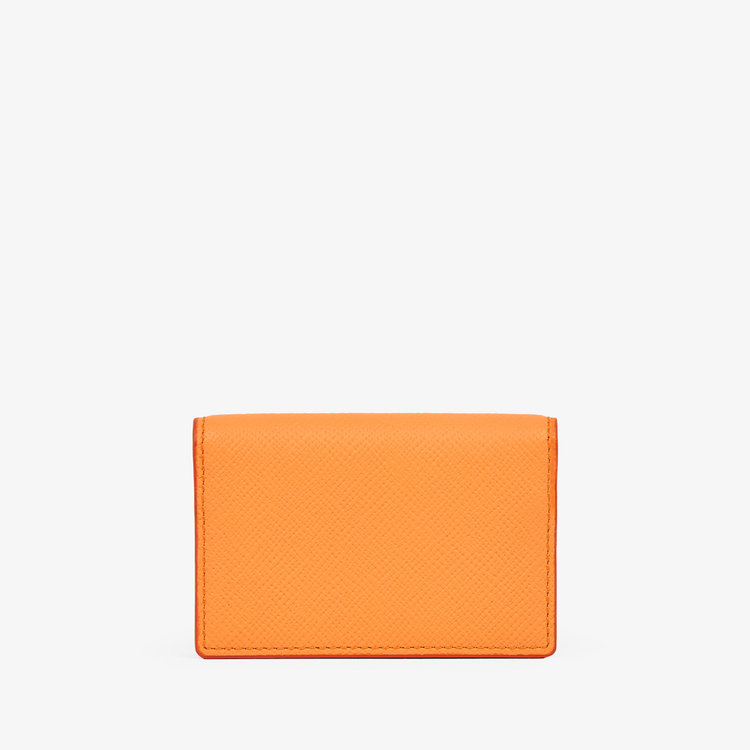 Smythson Panama Folded Card Case with Snap Closure LIGHT ORANGE