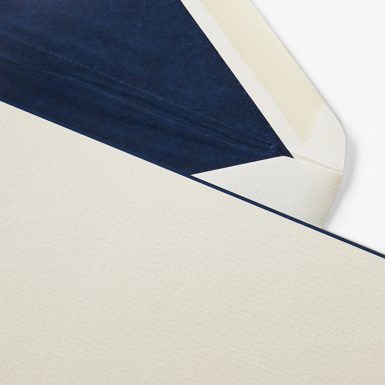 Smythson Single Border Kings Cards 10 Card Set WHITE LAID NAVY