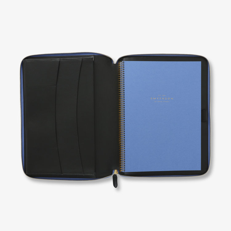 Smythson Panama A4 Zip Folder NILE BLUE